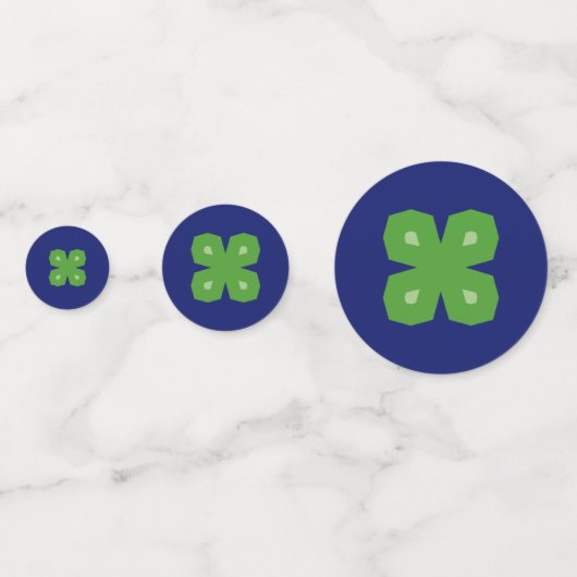 Geometrische vierledige kleppen op blauwe Confetti (Voorkanten)