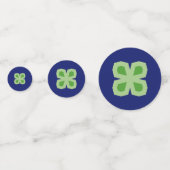 Geometrische vierledige kleppen op blauwe Confetti (Achterkanten)