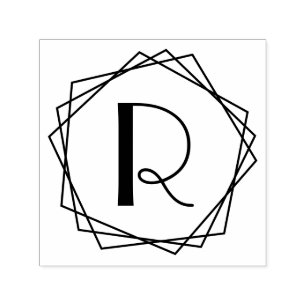 Geometrische Vijfhoeken Frame Enkele Initiële Mono Zelfinktende Stempel