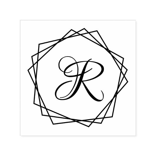 Geometrische Vijfhoeken Frame Enkele Initiële Mono Zelfinktende Stempel (Design)
