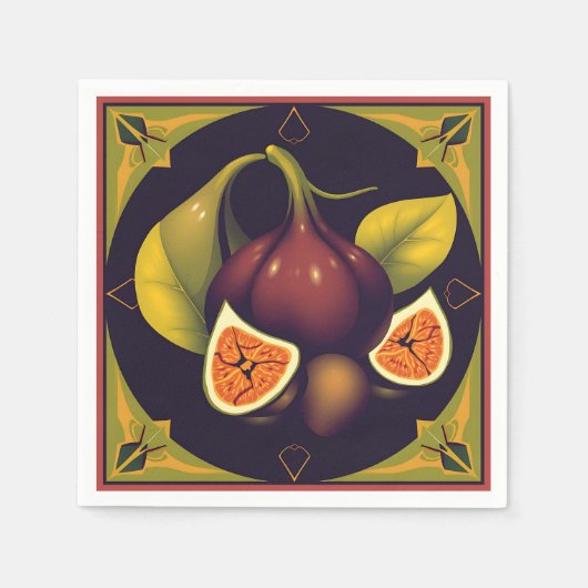 Geometrische Vijg Fruit met Strakke en Moderne Vor Servet (Voorkant)