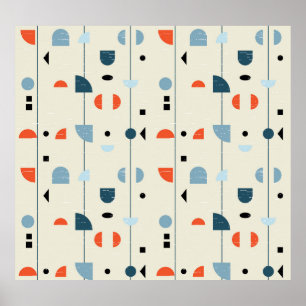 Geometrische vintage: midden-eeuws naadloos patroo poster