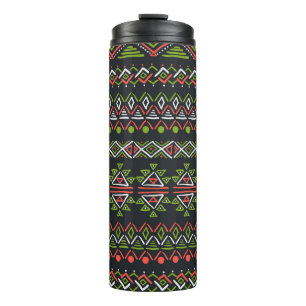 Geometrische vintage: naadloze patroonset. thermosbeker