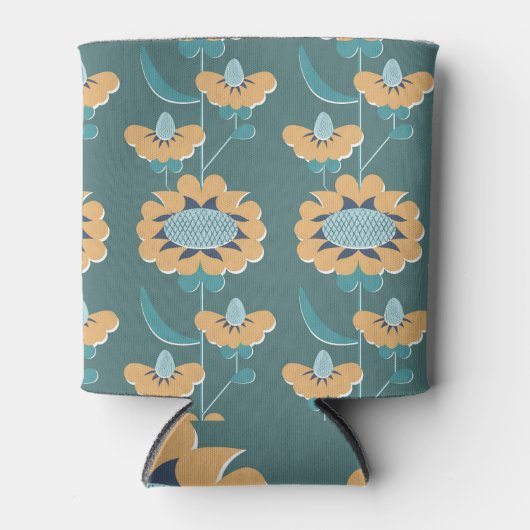 Geometrische Vintage: Textiel nautisch motief Blikjeskoeler (Voorkant)