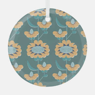 Geometrische Vintage: Textiel nautisch motief Glas Ornament