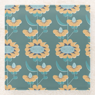 Geometrische Vintage: Textiel nautisch motief Glazen Onderzetter