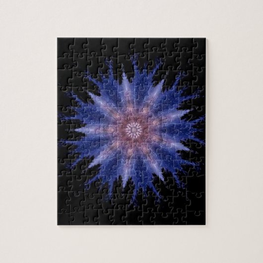 Geometrische violette ster zwarte hemel puzzel (Verticaal)