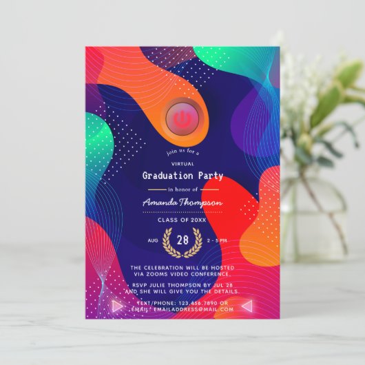 Geometrische virtuele graduatiepartij kaart (Staand voorkant)