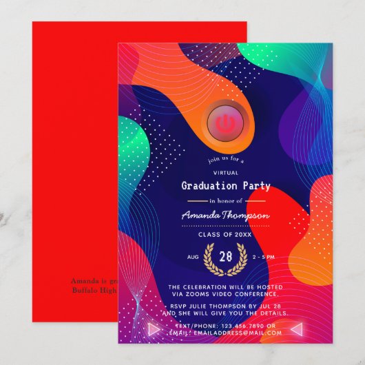 Geometrische virtuele graduatiepartij kaart (Voorkant / Achterkant)