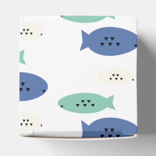 Geometrische visblauwe vangerbox bedankdoosjes (Bovenkant)