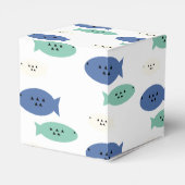 Geometrische visblauwe vangerbox bedankdoosjes (Achterkant)