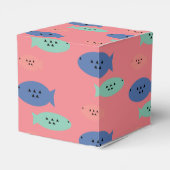 Geometrische visblauwe vangerbox bedankdoosjes (Achterkant)