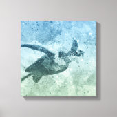 Geometrische vliegende groene Zee Canvas Afdruk (Voorkant)