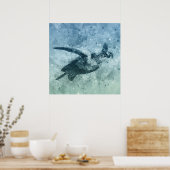 Geometrische vliegende groene Zee | POSTER (Keuken)