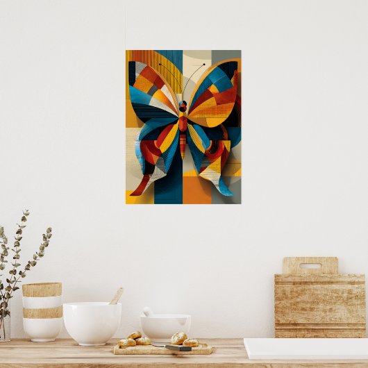Geometrische Vlinder Muurkunst Poster (Keuken)