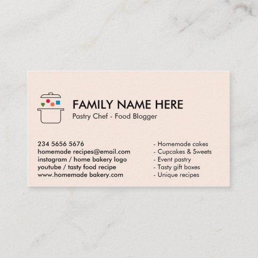 Geometrische voeding met kookpot in keto visitekaartje (Achterkant)