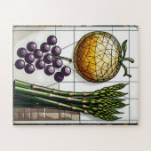 Geometrische voedselraster Gebrandschilderde illus Legpuzzel (Horizontaal)