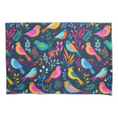Geometrische vogels Bloemen Kleurrijk Patroon Kussensloop (Voorkant-Links)