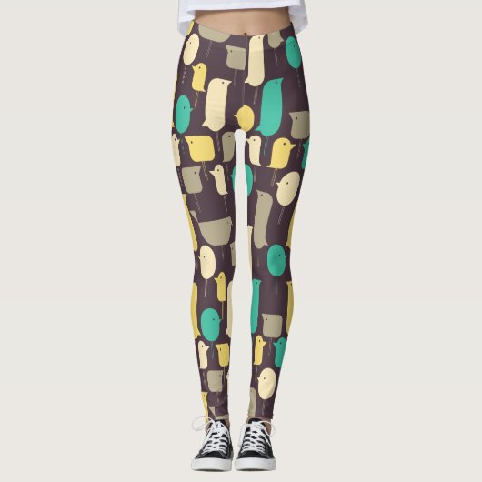Geometrische vogels leggings (Voorkant)