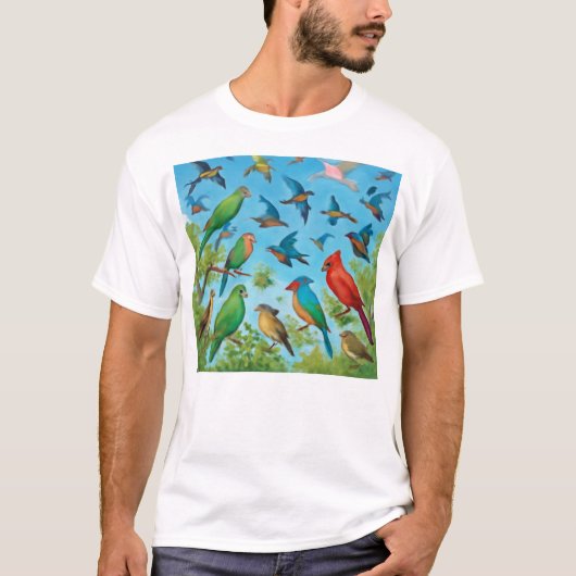 Geometrische vogels - Vrijheid in Flight Art T-shirt (Voorkant)