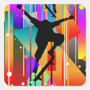 Geometrische Vorm Abstract Skateboarden Vierkante Sticker