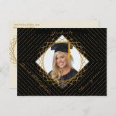 Geometrische vorm Afstuderen foto Sla de datum op Uitnodiging Briefkaart (Voorkant / Achterkant)