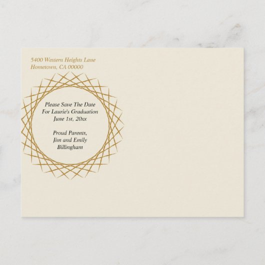 Geometrische vorm Afstuderen foto Sla de datum op Uitnodiging Briefkaart (Achterkant)