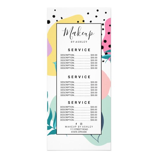 Geometrische vorm van pasta's tropisch bladpatroon reclamekaart (Voorkant)