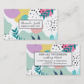 Geometrische vorm van pasta's tropisch bladpatroon visitekaartje (Voorkant / Achterkant)