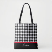 Geometrische vorm zwart en wit diamant tote bag (Voorkant)