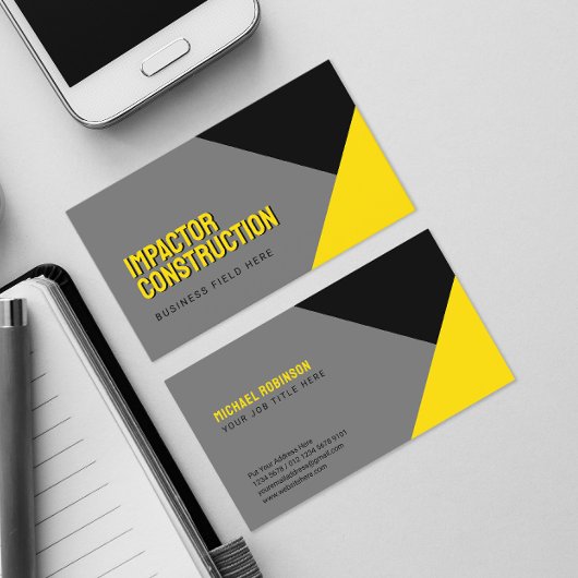 Geometrische vorm Zwart geel | Sans Serif Visitekaartje