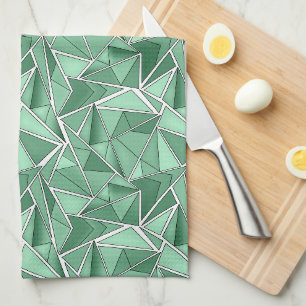 Geometrische vormen abstract groen patroon  theedoek
