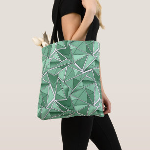 Geometrische vormen abstract groen patroon tote bag