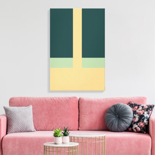 Geometrische vormen Abstracte kunst Groene abrikoo Canvas Afdruk (Insitu (Woonkamer))