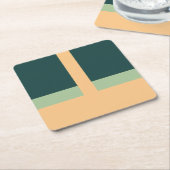 Geometrische vormen Abstracte kunst Groene abrikoo Kartonnen Onderzetters (Schuin)