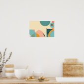 Geometrische vormen achtergrond in blauw en roze poster (Keuken)