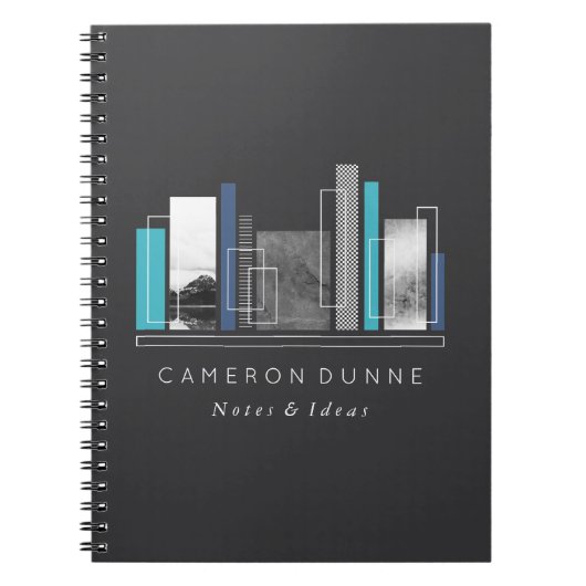 Geometrische vormen Blauw & grijs Notitieboek (Voorkant)