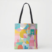 Geometrische vormen collage in vun heldere kleuren tote bag (Voorkant)
