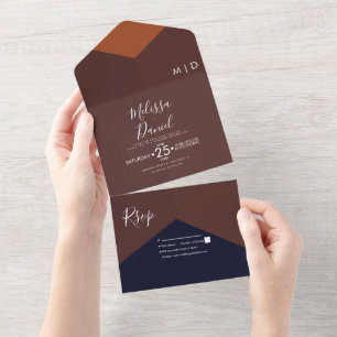 Geometrische Vormen Donkere Tinten Trouw  All In One Uitnodiging