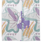Geometrische vormen en bloemen op wit. douchegordijn (Voorkant)