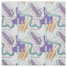 Geometrische vormen en bloemen op wit. stof