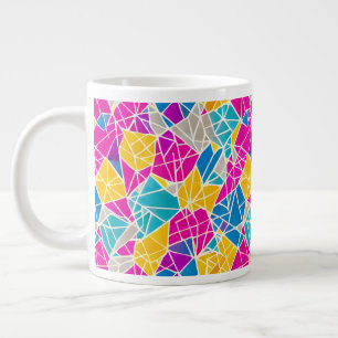 Geometrische vormen en lijnen in levendige kleuren grote koffiekop