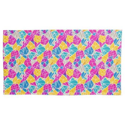 Geometrische vormen en lijnen in levendige kleuren kussensloop (Voorkant-Links)