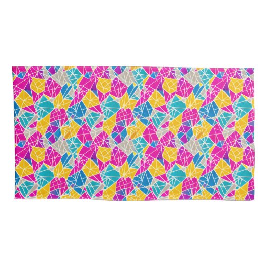 Geometrische vormen en lijnen in levendige kleuren kussensloop (Achterkant-Rechts)