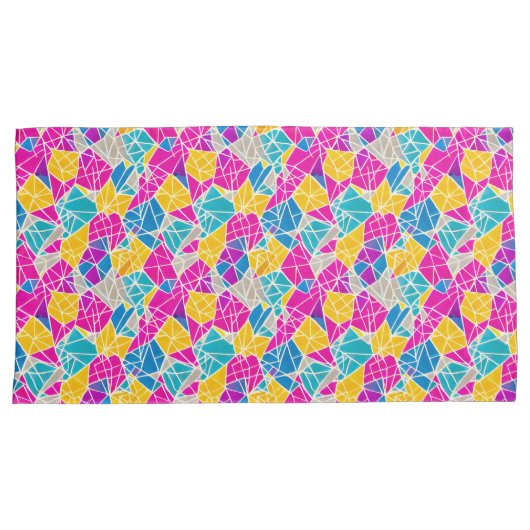 Geometrische vormen en lijnen in levendige kleuren kussensloop (Voorkant-Rechts)