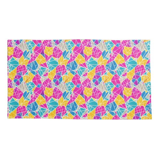 Geometrische vormen en lijnen in levendige kleuren kussensloop (Achterkant-Links)