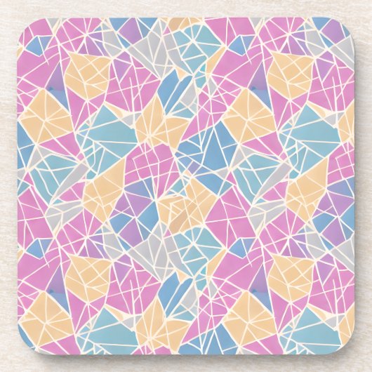 Geometrische vormen en lijnen in pasteelkleur bier onderzetter (Voorkant)