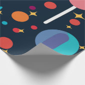 Geometrische vormen en sterren op zwarte achtergro cadeaupapier (Hoek)