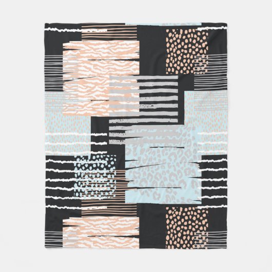 Geometrische vormen en strepen fleece deken (Voorkant)