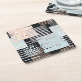 Geometrische vormen en strepen kartonnen onderzetters (Schuin)